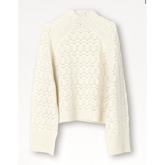 By Malene Birger Merino Wool Peaches Pointelle Sweater Cream Size Medium - Picture 1 of 12